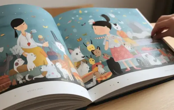 a book with a cartoon