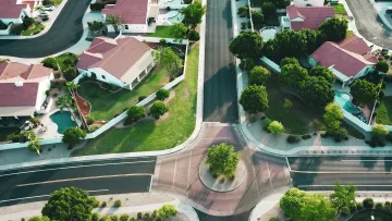 aerial view of a neighborhood